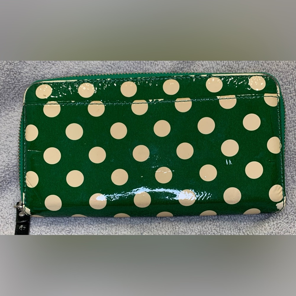 Kate Spade Lacey Zip Green and Cream Polka Dot Wallet - Picture 8 of 13